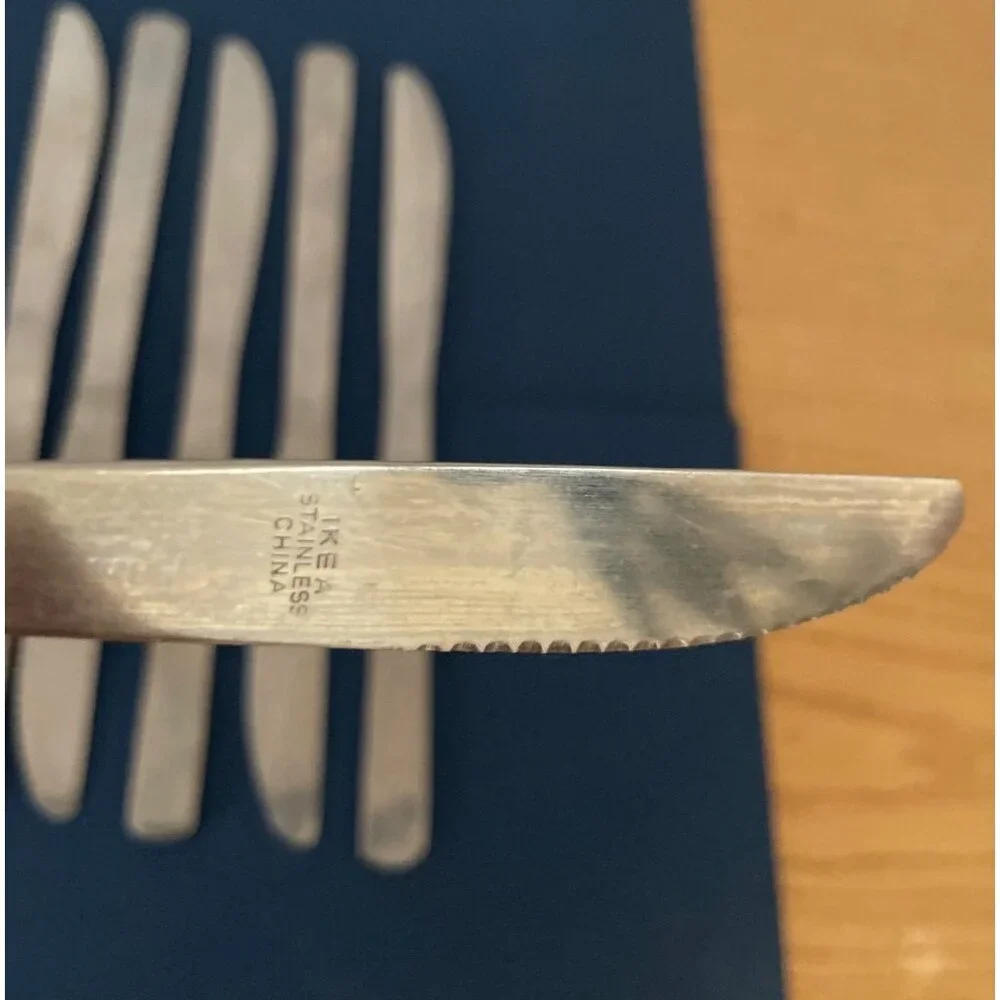 Ikea Dana Pattern Flatware Serrated Edge Dinner Knives Set of 6 Stainless Steel